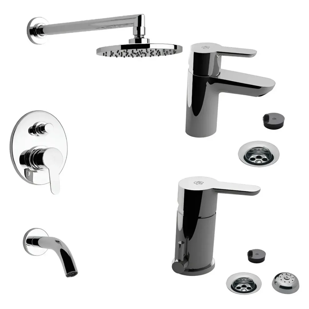 Combo Grifería de Baño Puelo FV Lavatorio-Ducha-Bidet