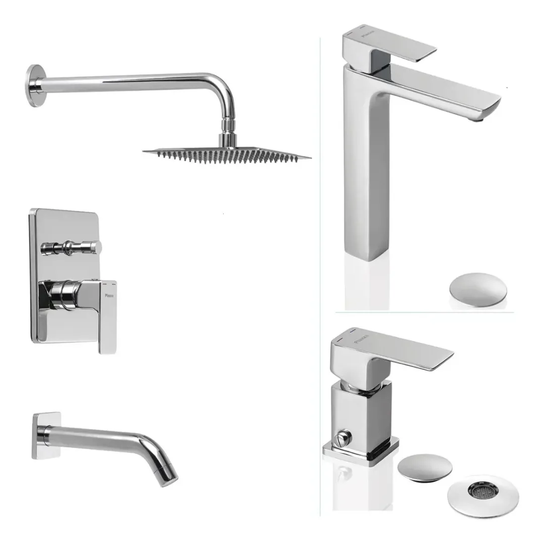 Combo Piazza Arq Monocomando Cromo Lavatorio, Bidet Y Ducha