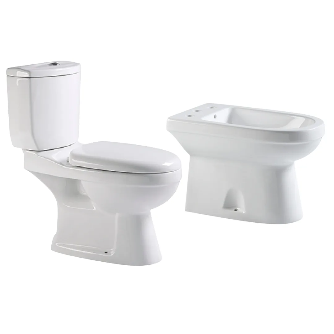 Combo Piazza Garda Inodoro Largo con Asiento y Deposito + Bidet 3 Agujeros